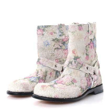 Loewe Brushed Suede Campo Floral Biker Boots 37 White Multicolor 4 of 7