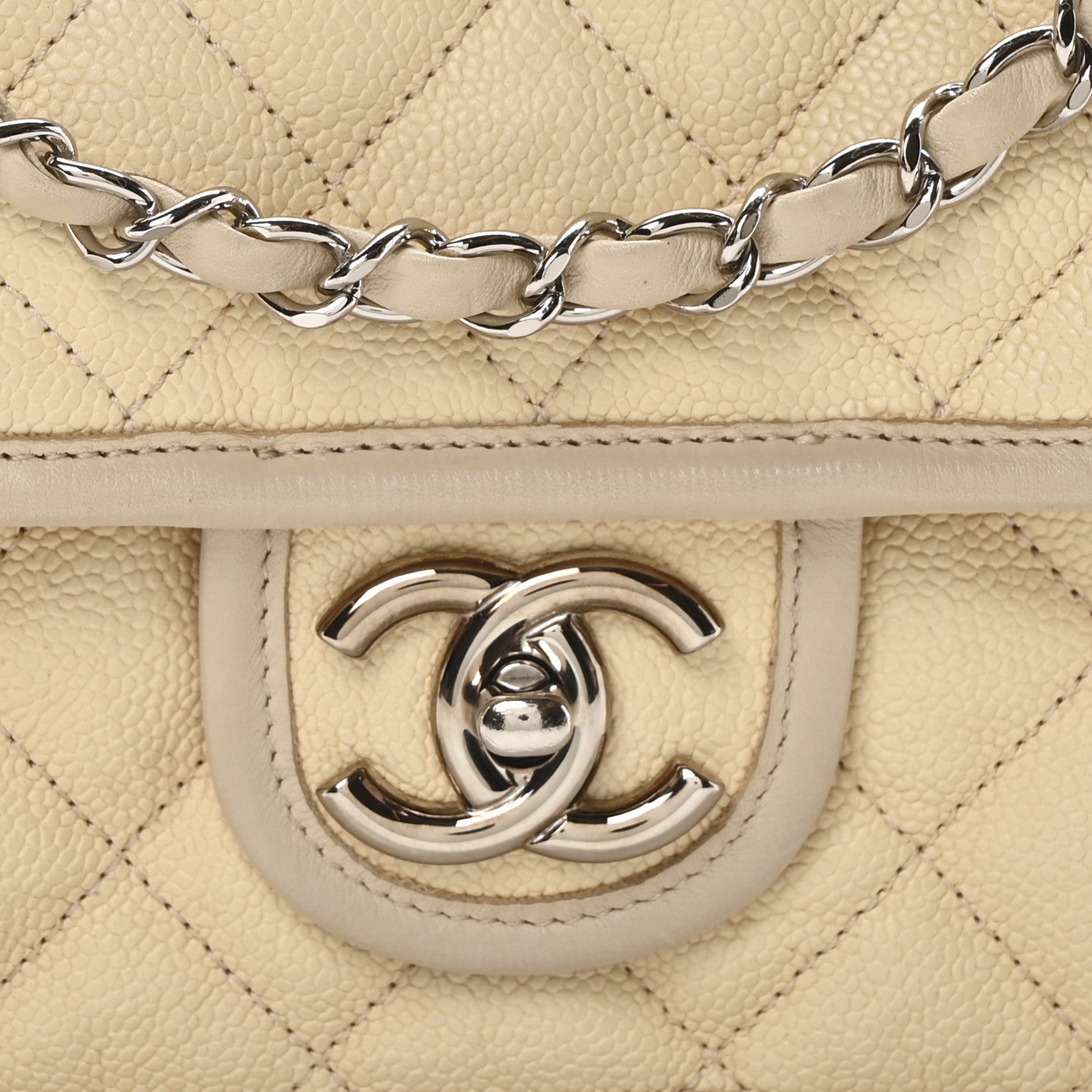 Chanel Caviar Quilted Medium French Riviera Flap Beige 8 of 10