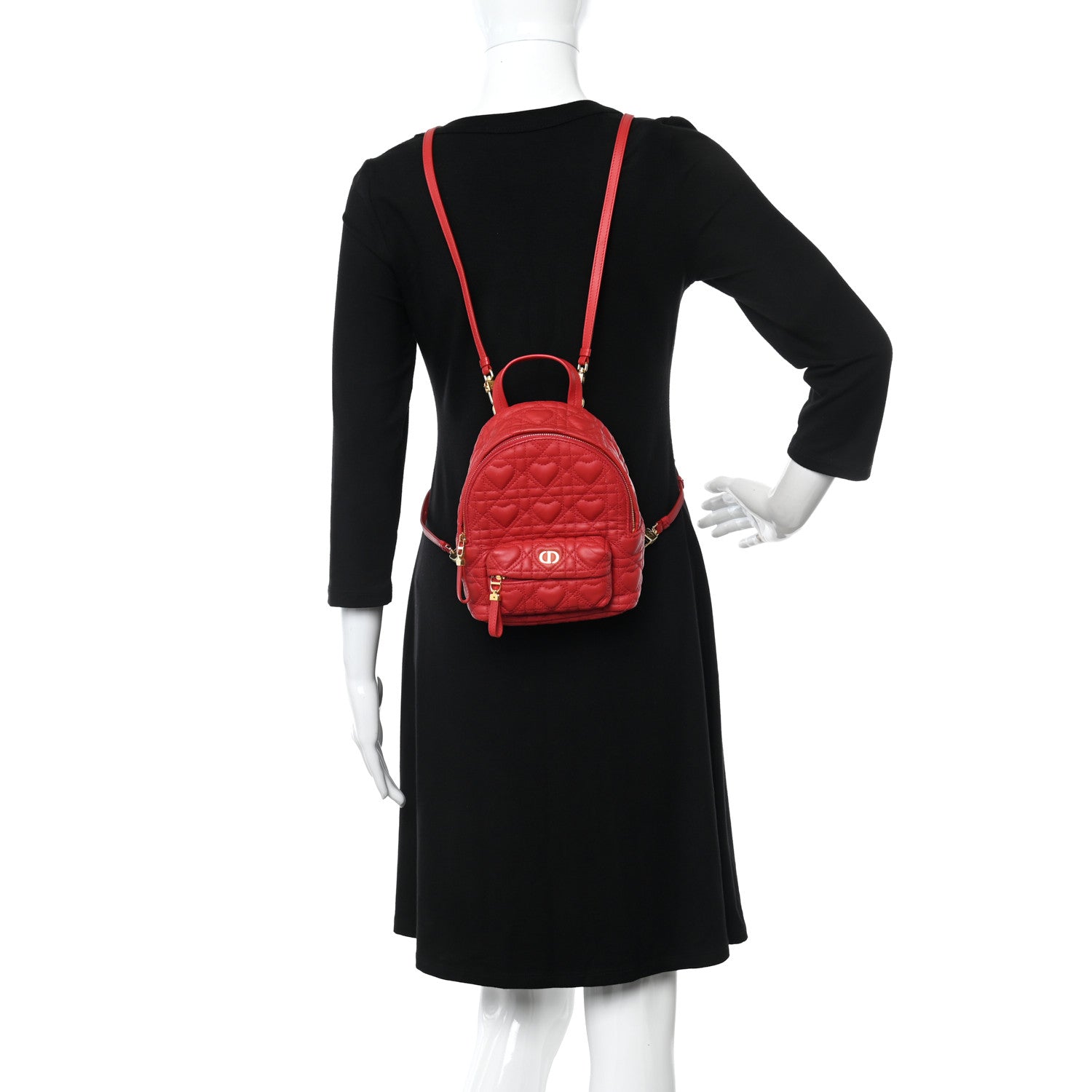 Christian Dior Lambskin Cannage Dioramour Mini Backpack Bright Red 2 of 12