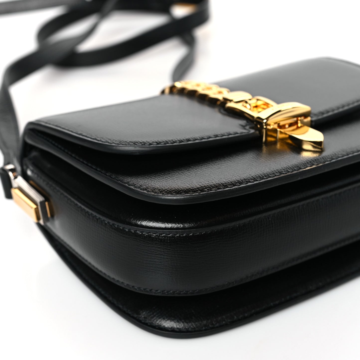 Azalea Calfskin Mini Sylvie 1969 Flap Messenger Bag Black