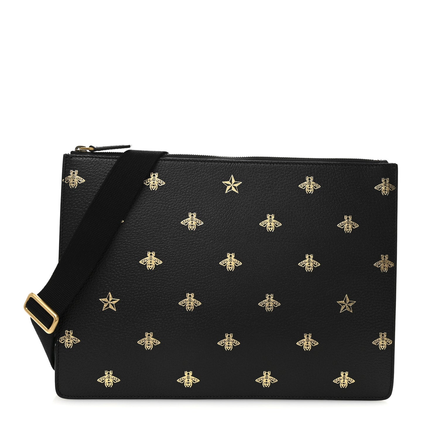 Grained Calfskin Bee Star Messenger Black
