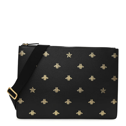 Gucci Grained Calfskin Bee Star Messenger Black 1 of 11