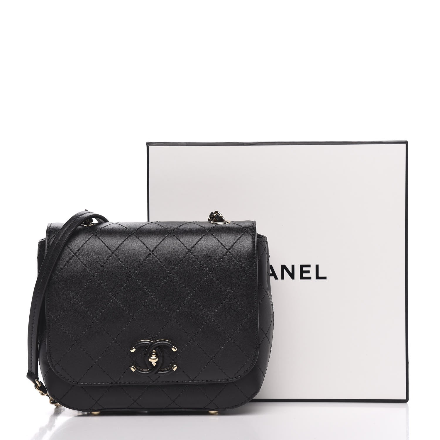 Chanel Calfskin Stitched Small Covered CC Flap Bag Black 11 of 11