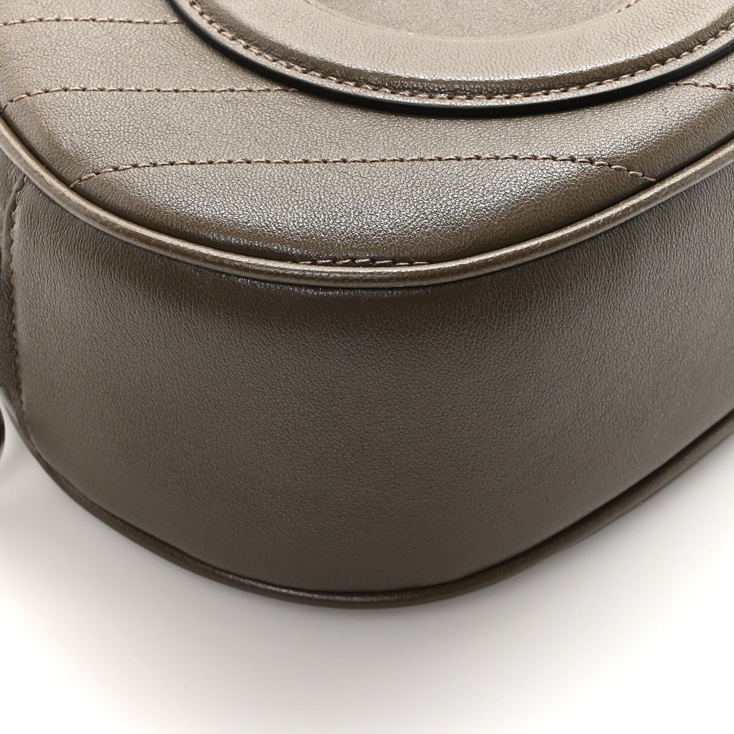 Gucci Sakai Be Green Calfskin Diagonal Stitched Mini Blondie Shoulder Bag Craclet Brown 9 of 10