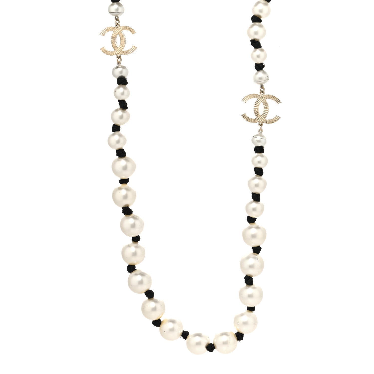 Chanel Pearl Ribbon CC Long Necklace 1 of 5