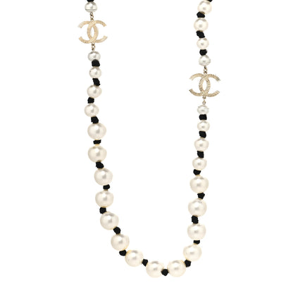 Chanel Pearl Ribbon CC Long Necklace 1 of 5