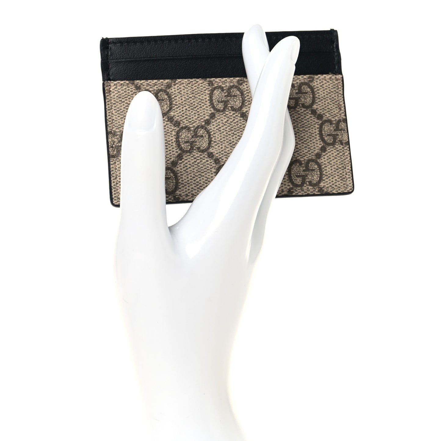 GG Supreme Monogram Calfskin Card Holder Beige Black