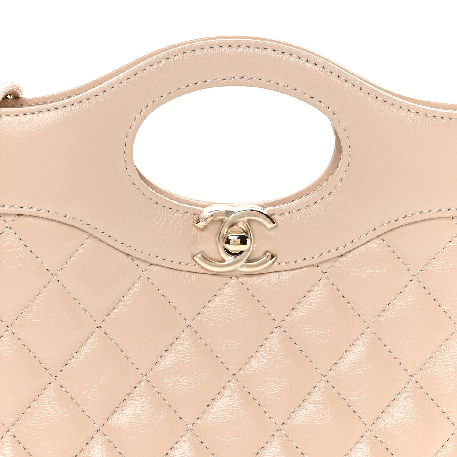 Chanel Shiny Crumpled Calfskin Quilted Mini 31 Shopping Bag Beige 8 of 11