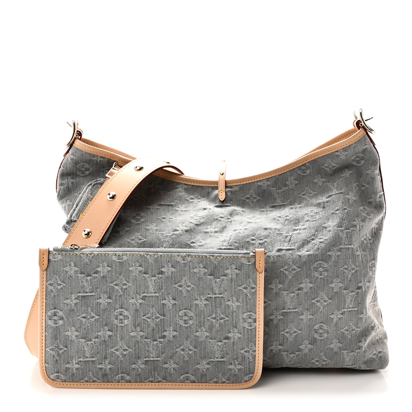 Monogram Denim CarryAll MM Washed Grey