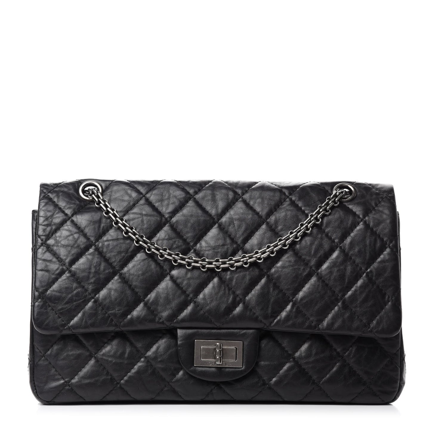 Aged Calfskin Quilted 2.55 Reissue 227 Flap Black