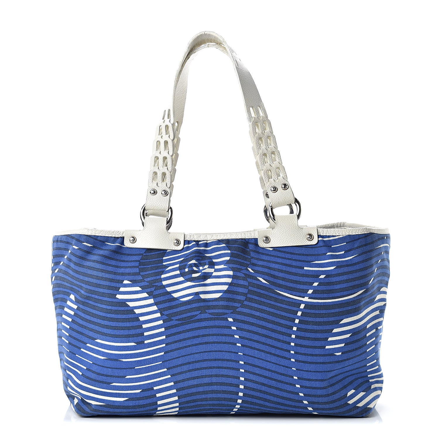 Chanel Canvas Camellia Flower Beach Tote Blue 1 of 17