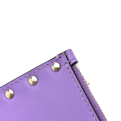Valentino Garavani Calfskin Rockstud Coin Case Card Holder Glicine 12 of 12