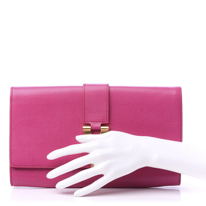 Saint Laurent Textured Calfskin Y Ligne Clutch Fuchsia 2 of 10