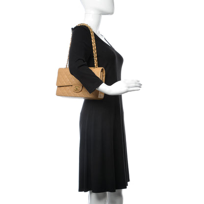 Chanel Caviar Quilted Medium Double Flap Beige 2 of 9