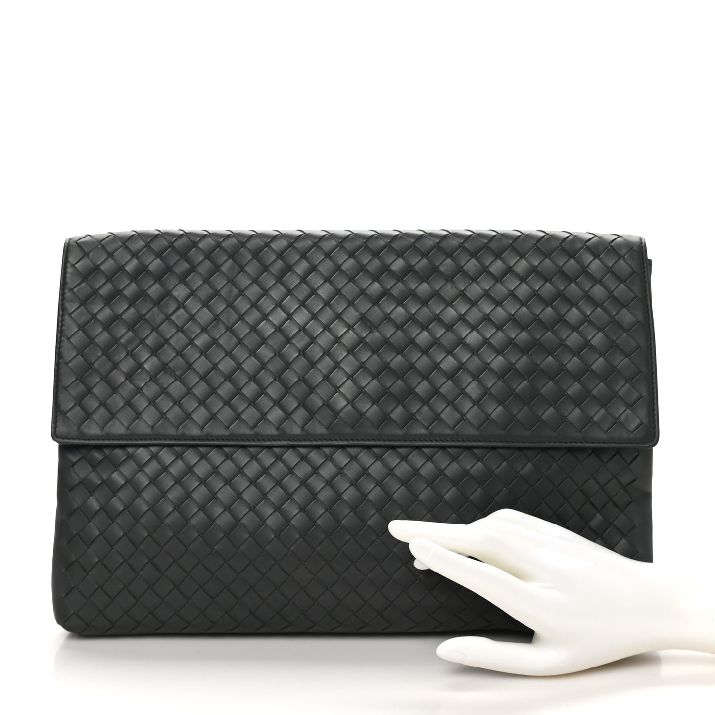 Nappa Intrecciato Flap Clutch Grey