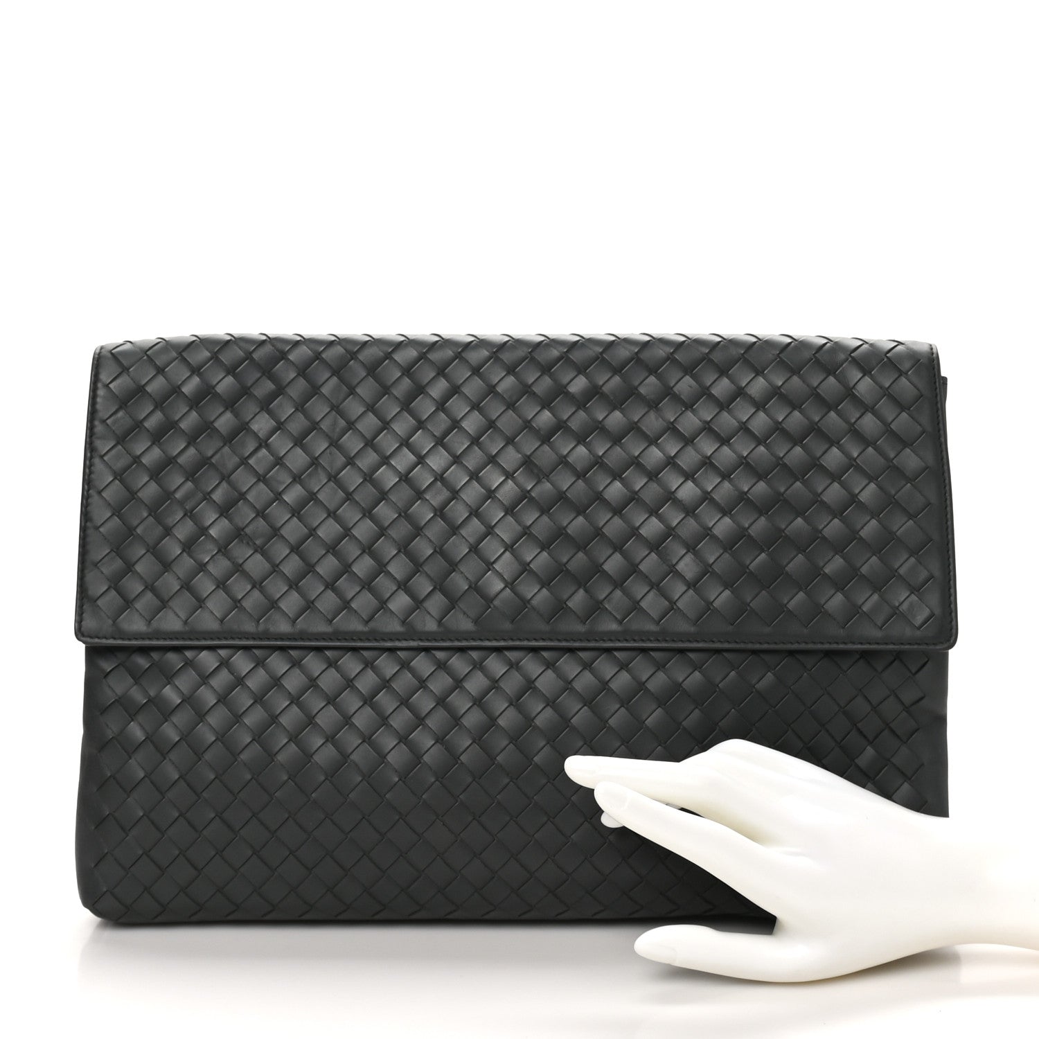 Bottega Veneta Nappa Intrecciato Flap Clutch Grey 2 of 8