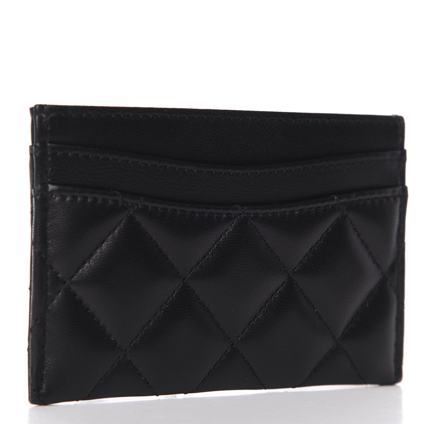 Lambskin Quilted Card Holder Black