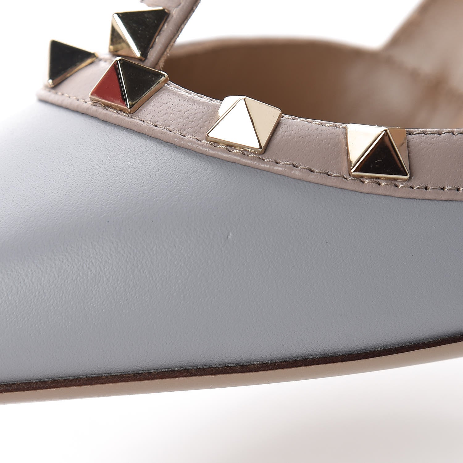Valentino Garavani Calfskin Nappa Rockstud Ankle Strap 100mm Pumps 36 Pastel Grey Poudre 8 of 10