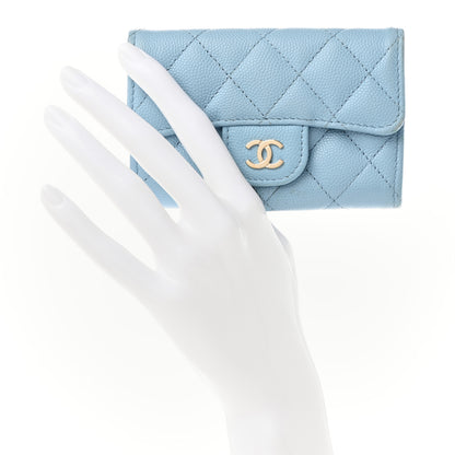 Chanel Caviar Quilted Flap Card Holder Wallet Light Blue 2 of 18