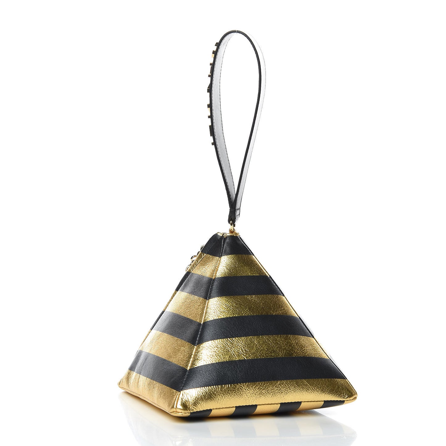 Metallic Lambskin CC Kheops Pyramid Bag Gold Black