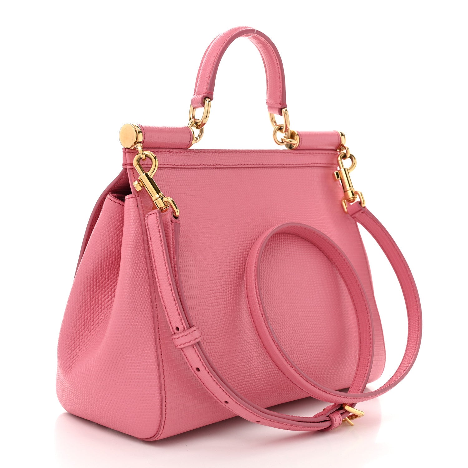 Dolce & Gabbana Iguana Calfskin Embossed Medium Miss Sicily Satchel Pink 4 of 11