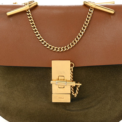 Chloe Suede Smooth Calfskin Drew Shoulder Bag Caramel 7 of 9