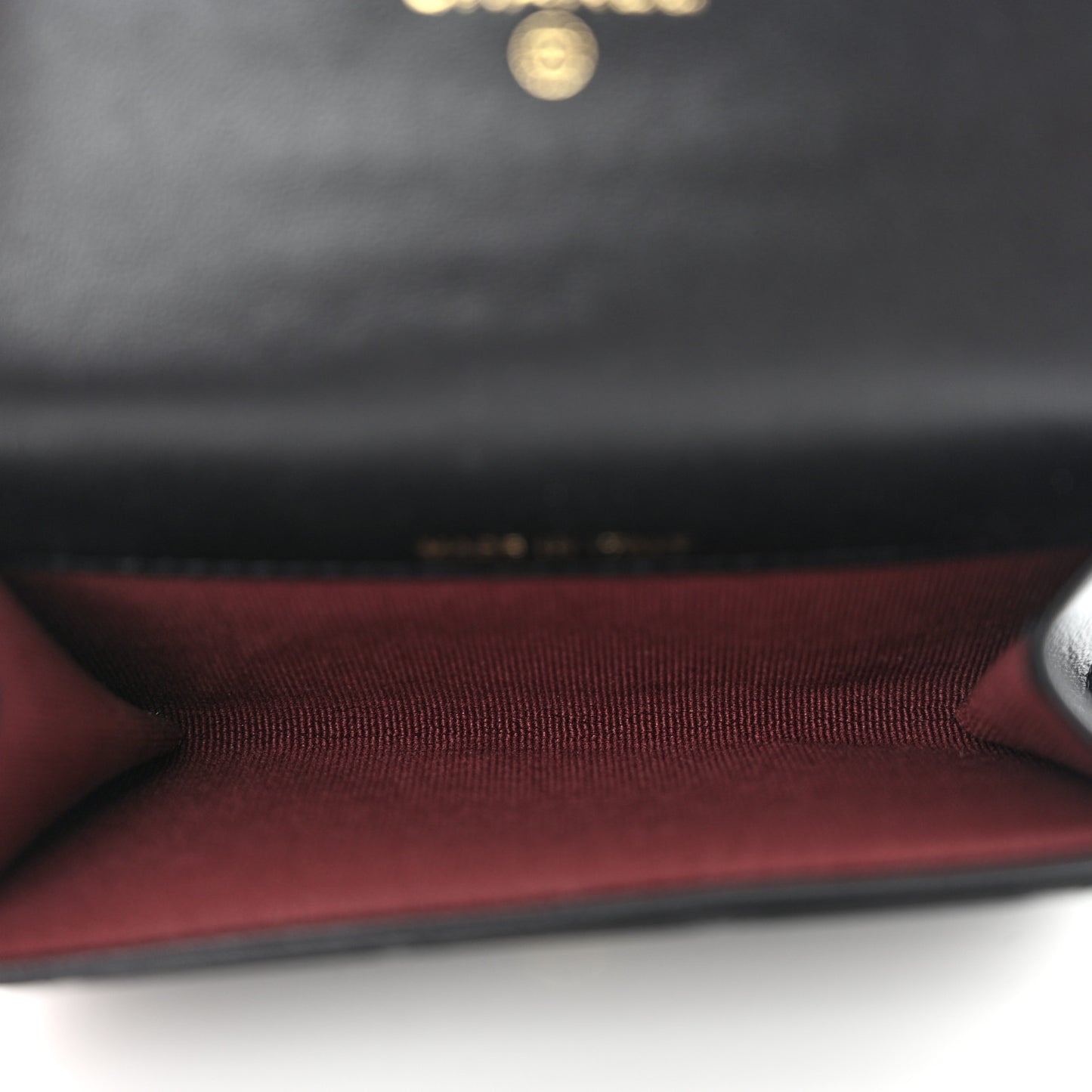 Lambskin Quilted Flap Card Holder Black