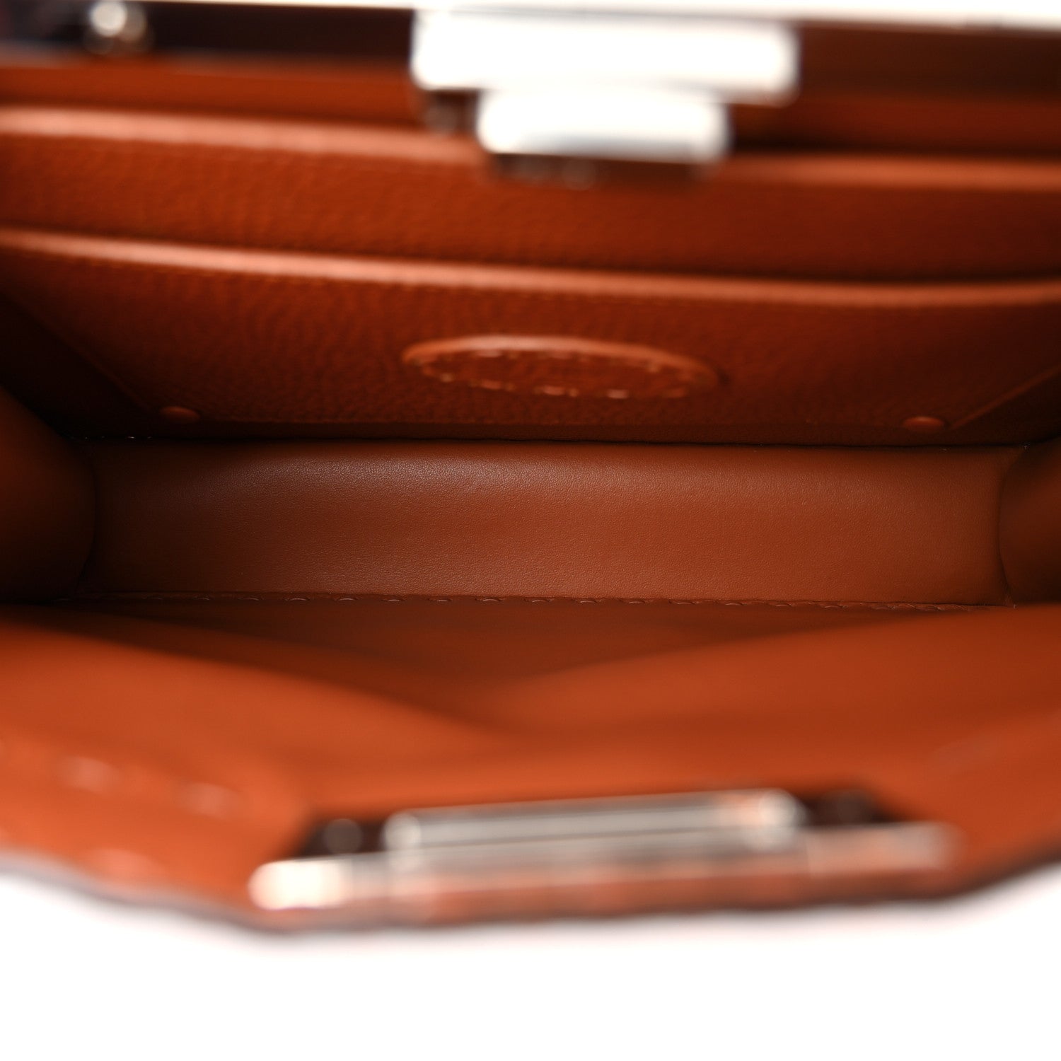 Fendi Cuoio Roma Sellerissima Nappa Sintetica Tape Stitch Medium Peekaboo I SEE U Satchel Brandy 6 of 10