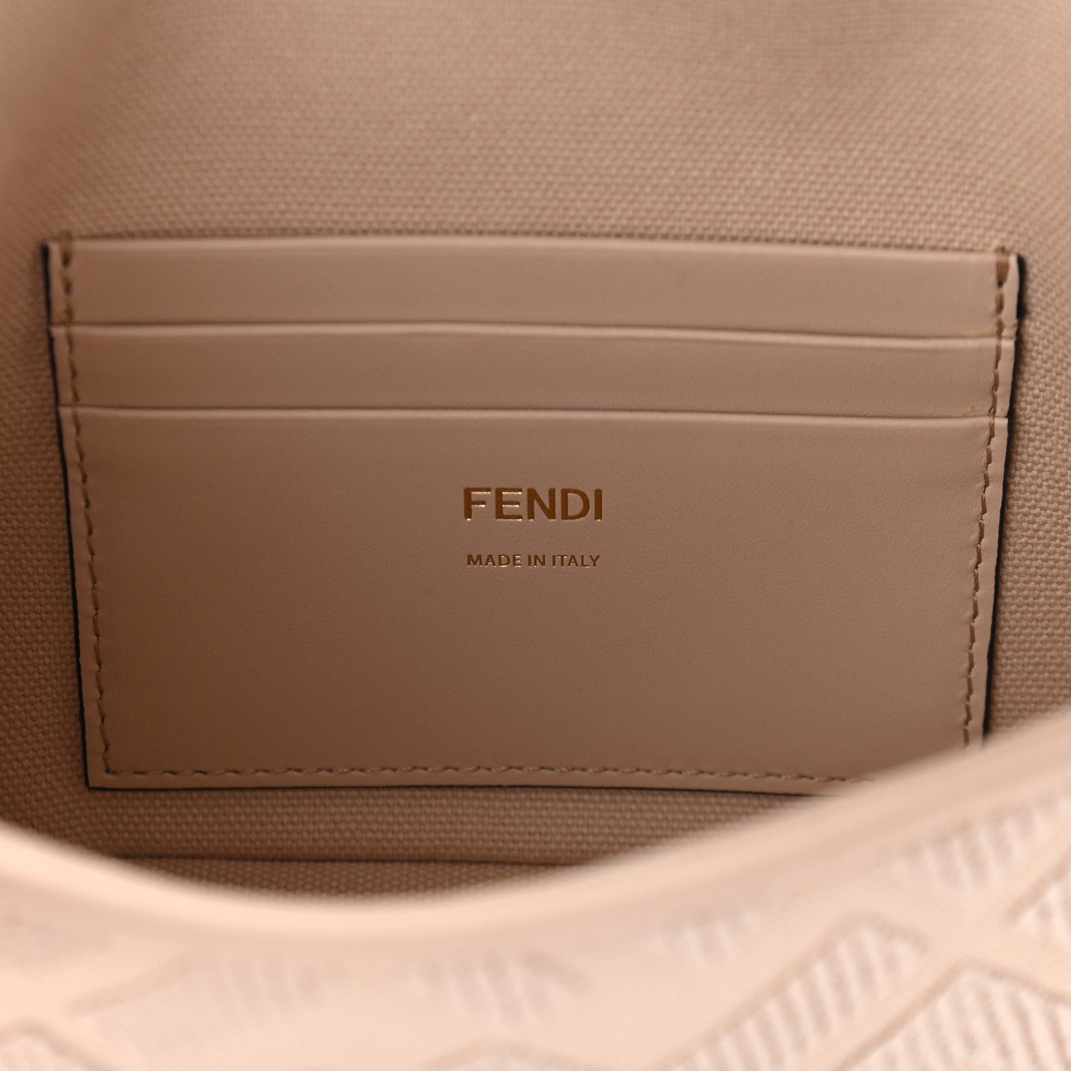 Fendi Canvas Vitello King Bi-Color Strap FF Embroidered Mini Baguette Poudre 6 of 9