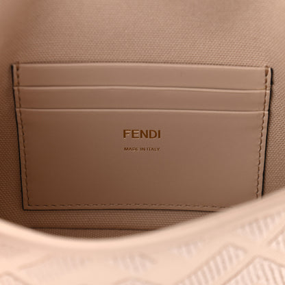 Fendi Canvas Vitello King Bi-Color Strap FF Embroidered Mini Baguette Poudre 6 of 9