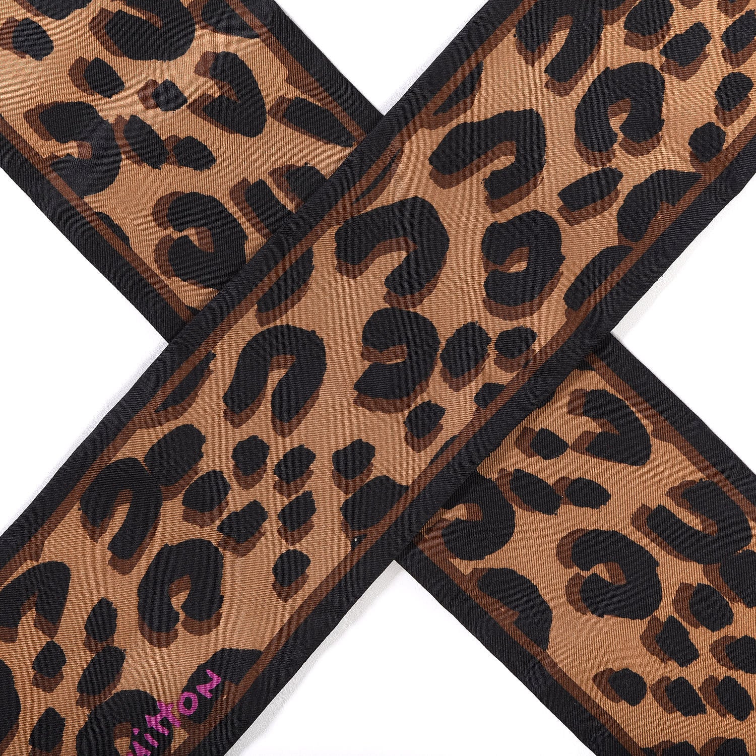 Louis Vuitton Silk Leopard Bandeau Scarf Marron 4 of 4