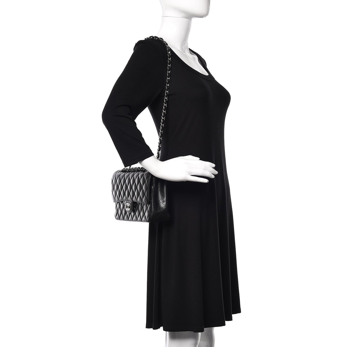 Caviar Quilted Medium Double Flap Black