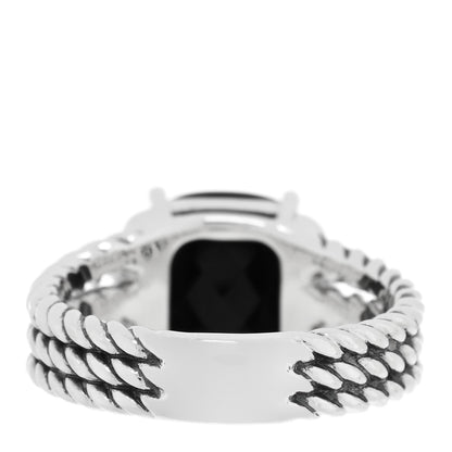 David Yurman Sterling Silver Diamond Black Onyx 10mm Petite Wheaton Ring 3 of 4