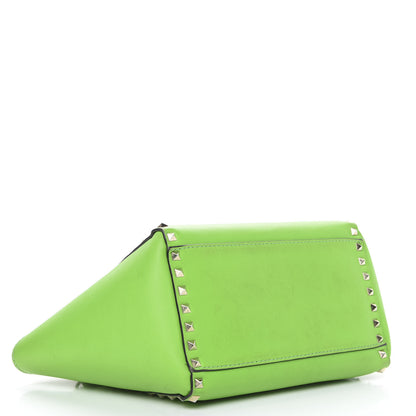 Valentino Garavani Vitello Small Rockstud Double Handle Tote Green Fluo 5 of 18