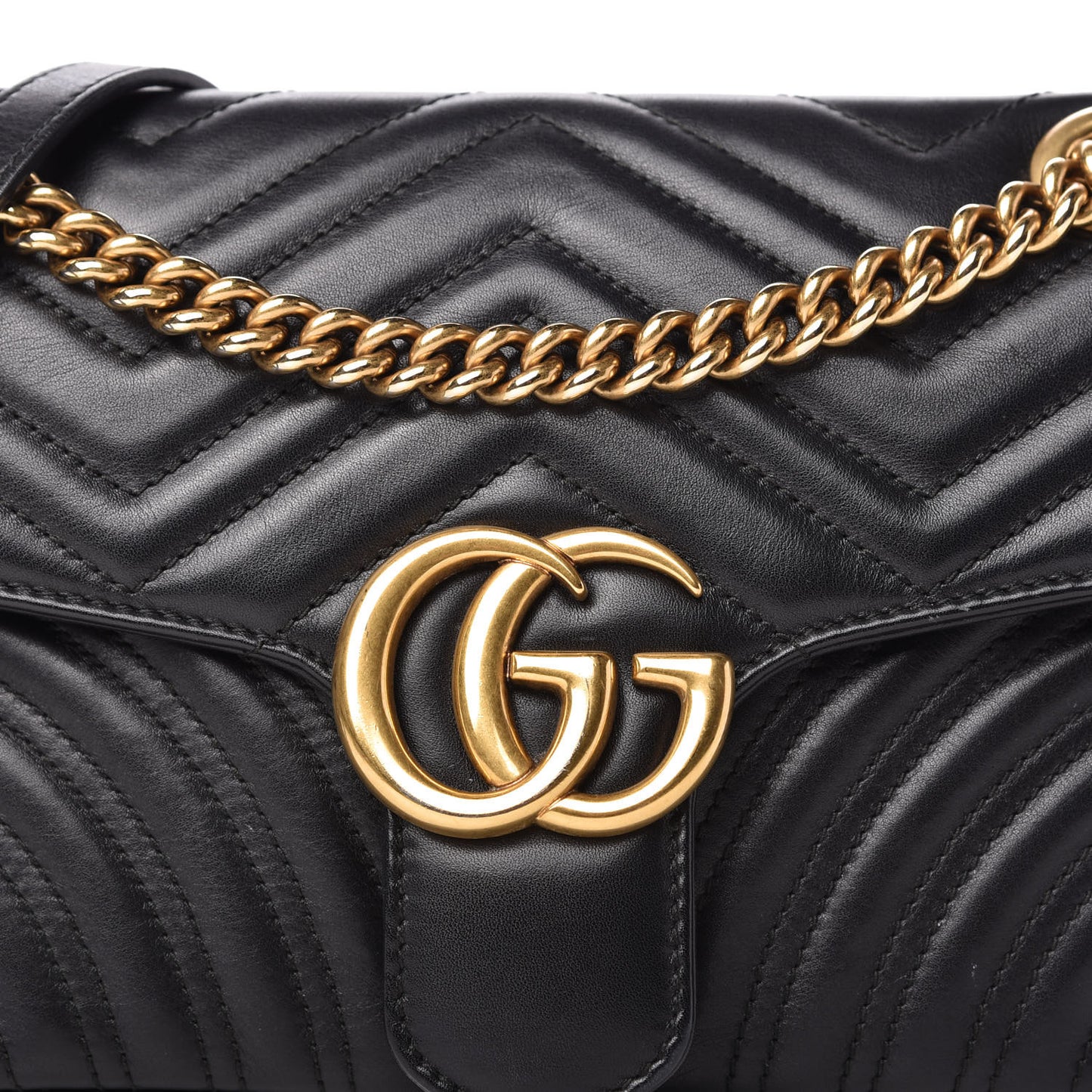 Calfskin Matelasse Small GG Marmont Shoulder Bag Black