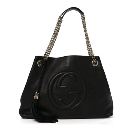 Gucci Pebbled Calfskin Medium Soho Chain Shoulder Bag Black 1 of 10