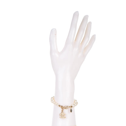 Chanel Crystal Pearl CC Bracelet Gold 2 of 6