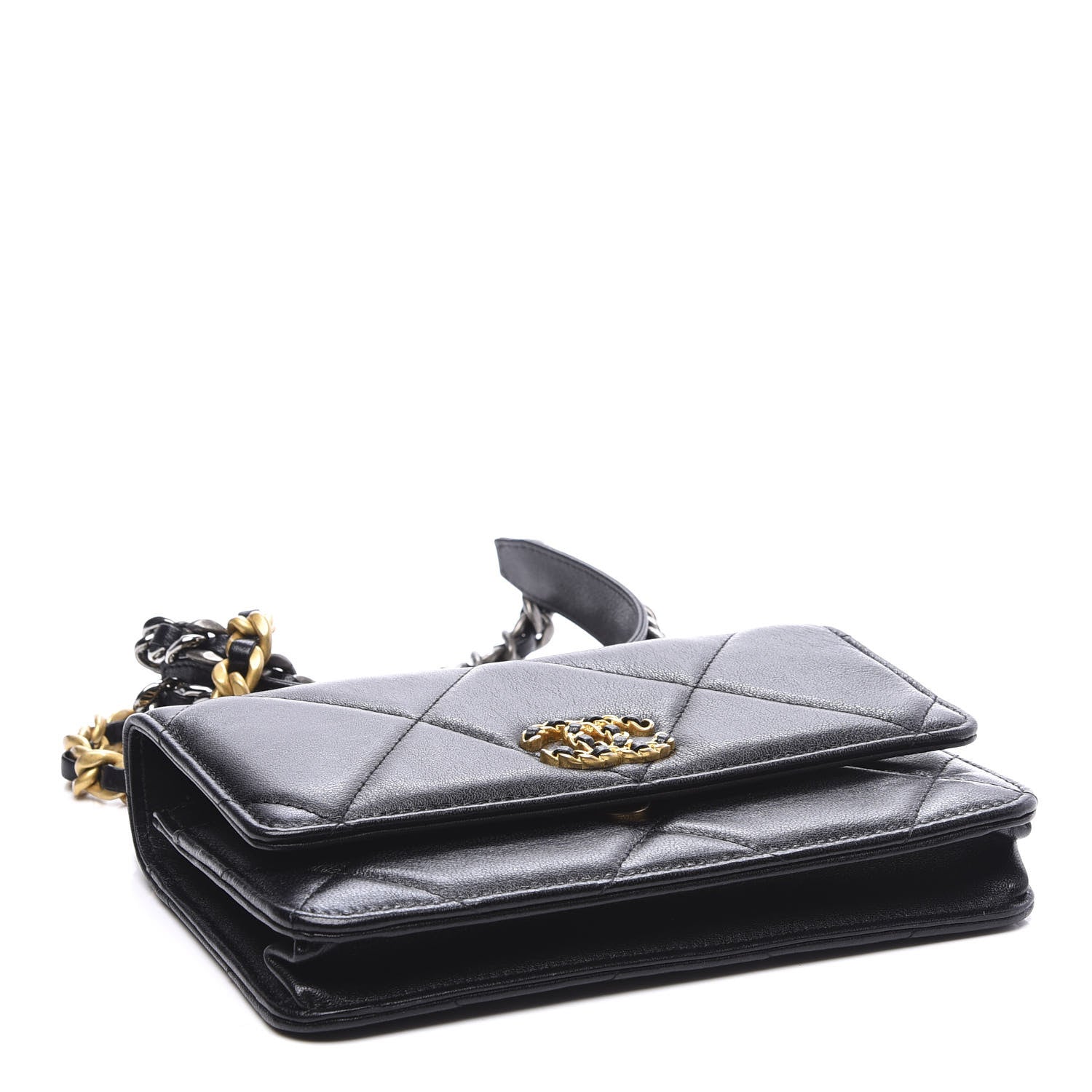 Chanel Lambskin Quilted 19 Wallet On Chain WOC Black 3 of 11