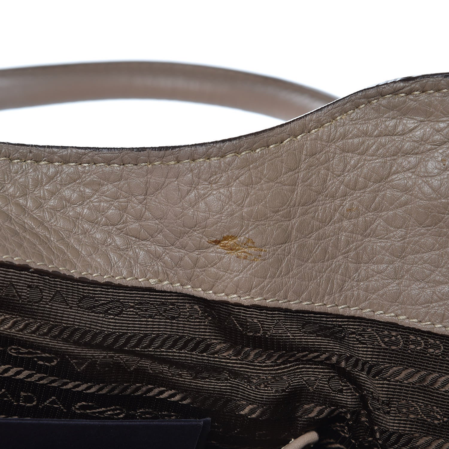 Prada Vitello Daino Pushlock Tote Visone 9 of 13
