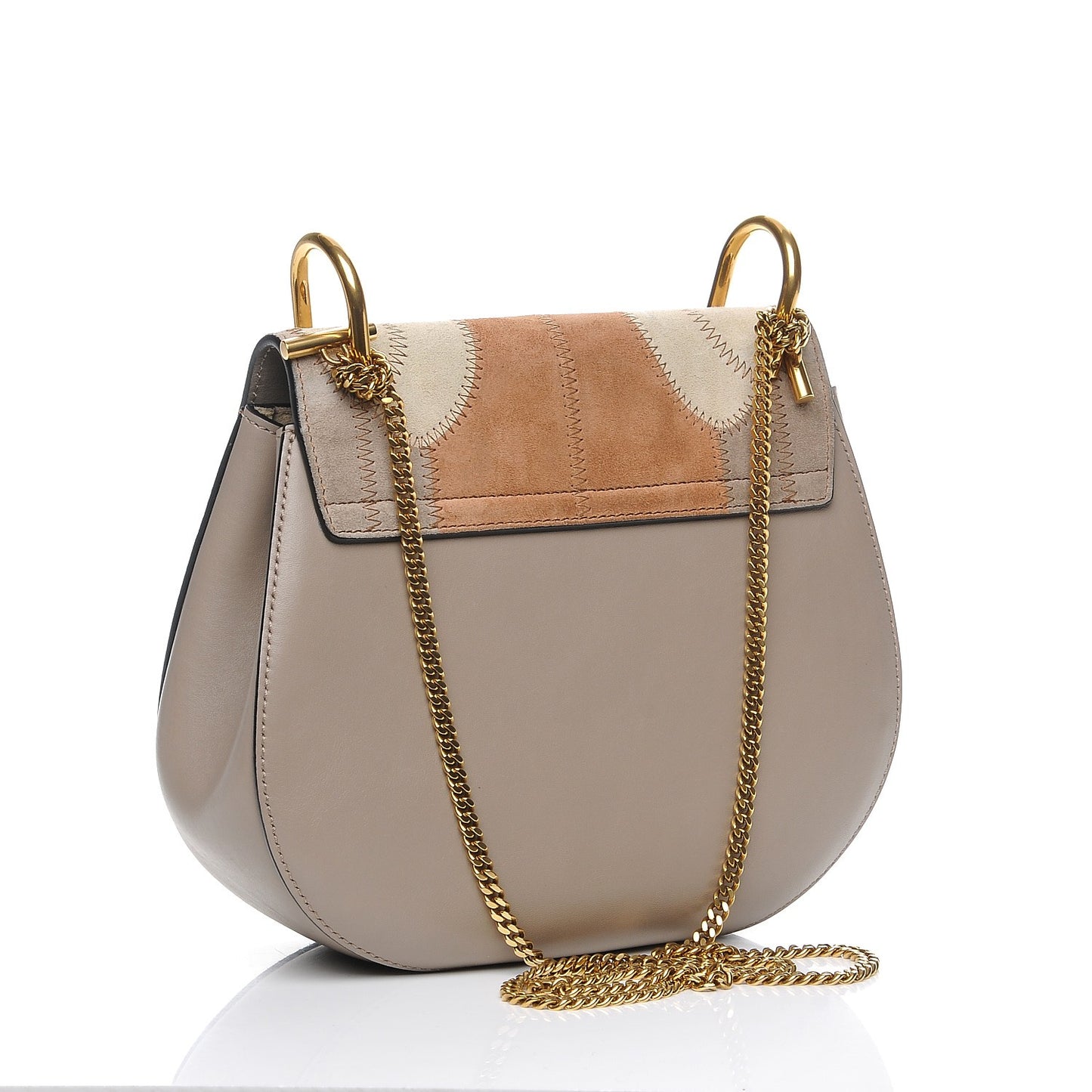 Suede Calfskin Patchwork Drew Shoulder Bag Motty Grey