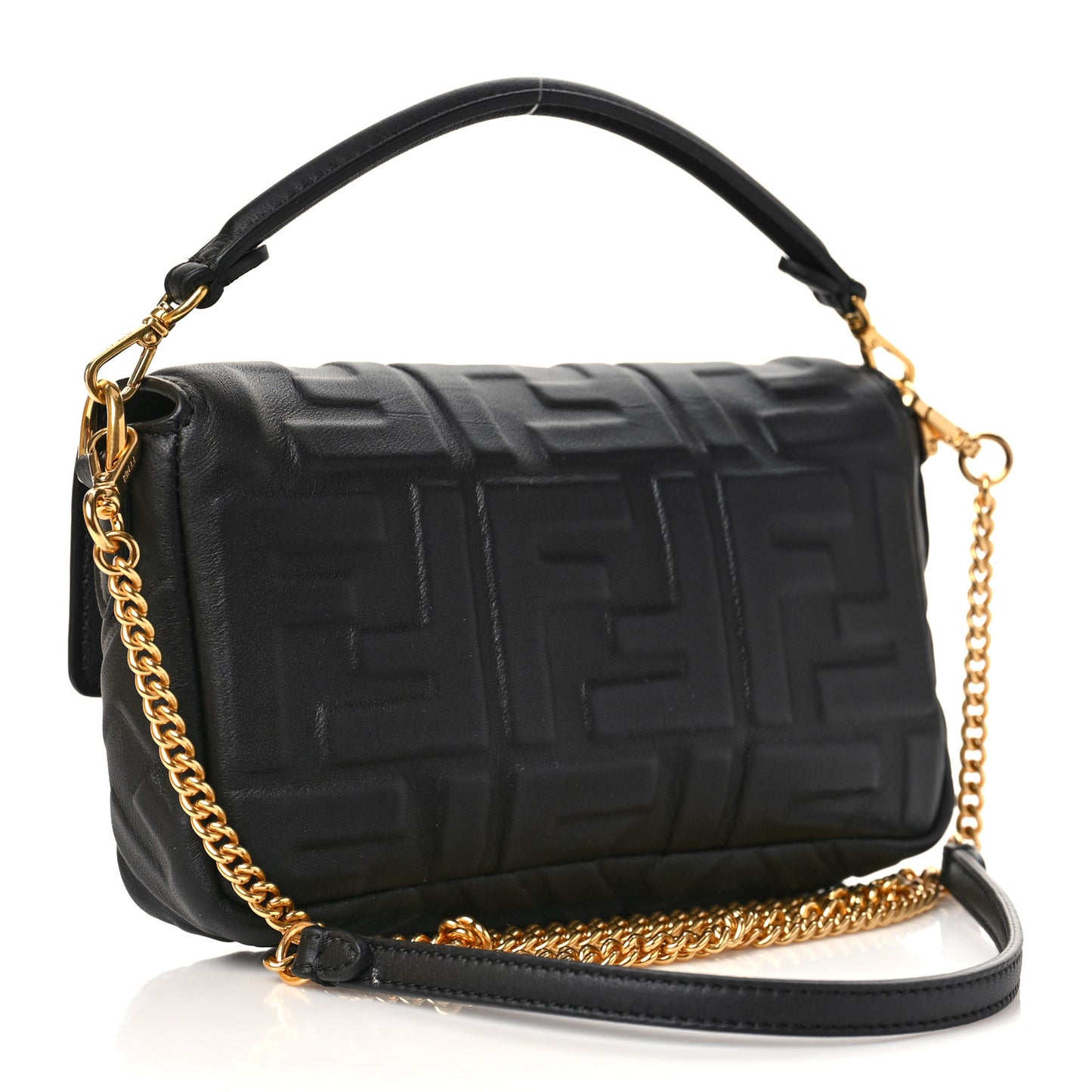Nappa FF 1974 Embossed Mini Baguette Black