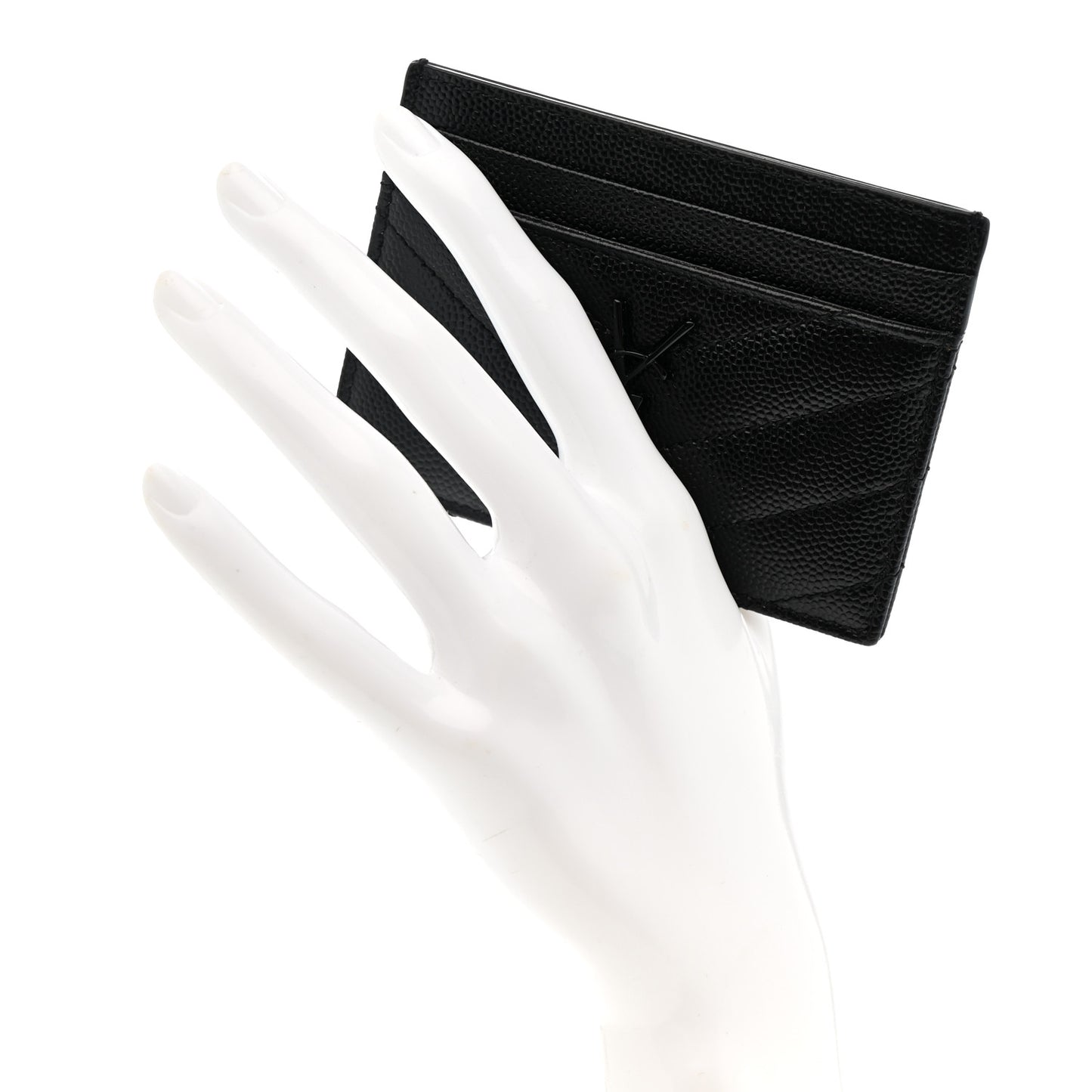 Grain De Poudre Matelasse Chevron Monochrome Monogram Credit Card Case Black