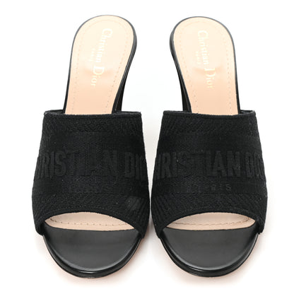 Christian Dior Cotton Embroidered Dway 85mm Slide Sandals 40 Black 3 of 10