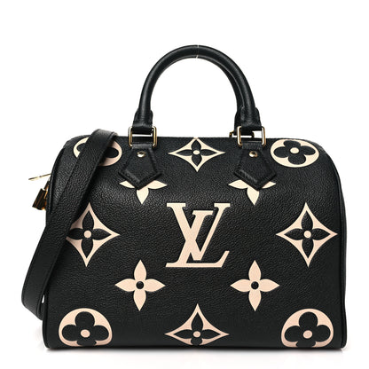Louis Vuitton Empreinte Monogram Giant Speedy Bandouliere 25 Black Beige 1 of 9