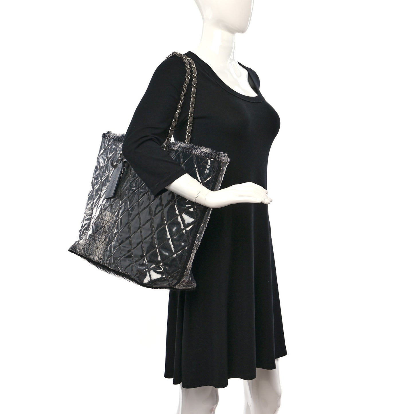 Vinyl Funny Tweed Patchwork Tote Grey