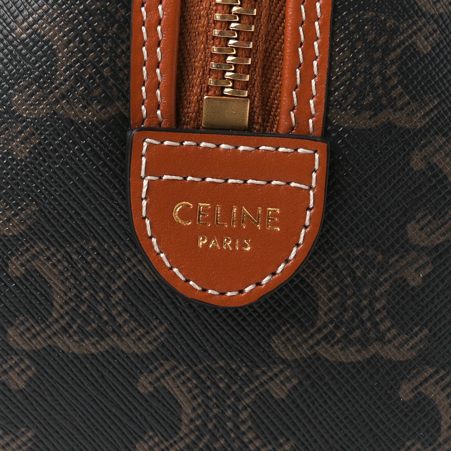 Celine Triomphe Canvas Calfskin Small Boston Bag Tan 8 of 12