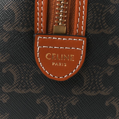 Celine Triomphe Canvas Calfskin Small Boston Bag Tan 8 of 12