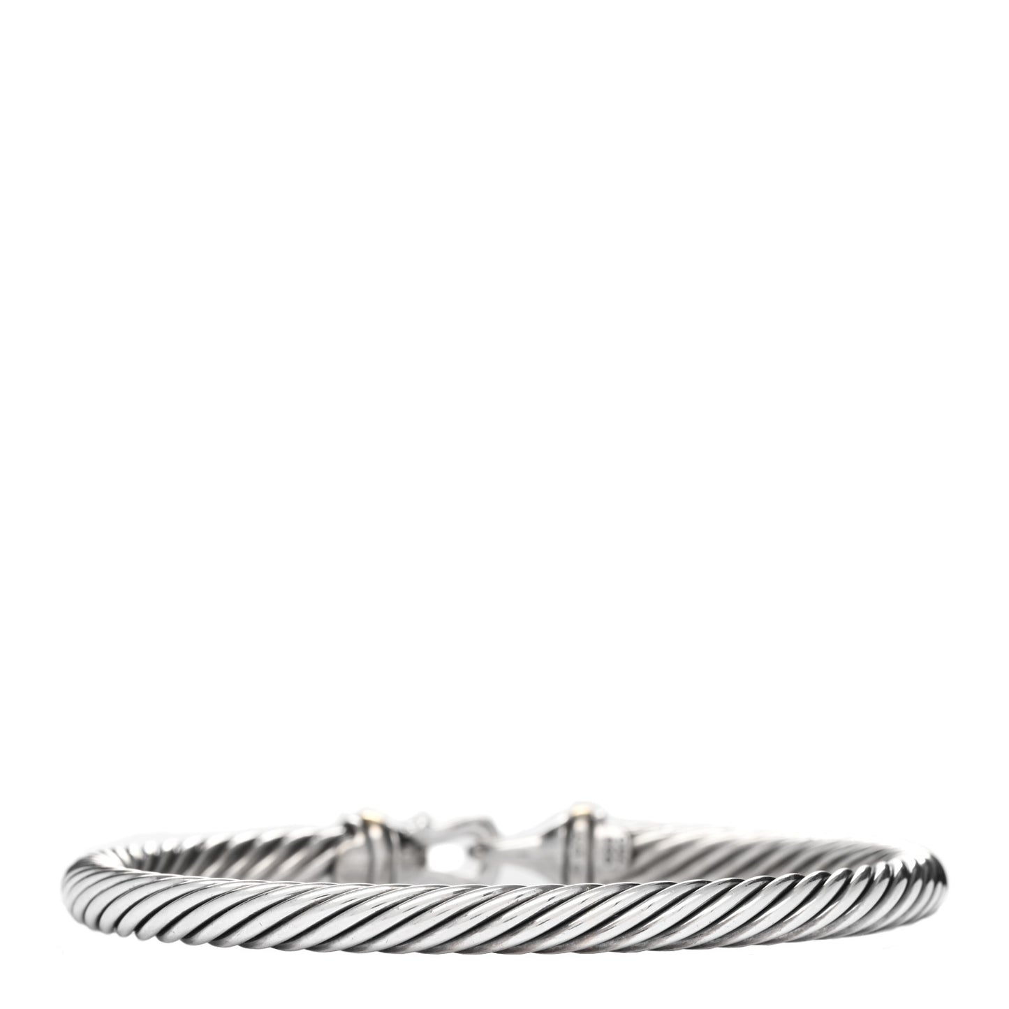 Sterling Silver 18K Yellow Gold 5mm Cable Classic Buckle Bracelet