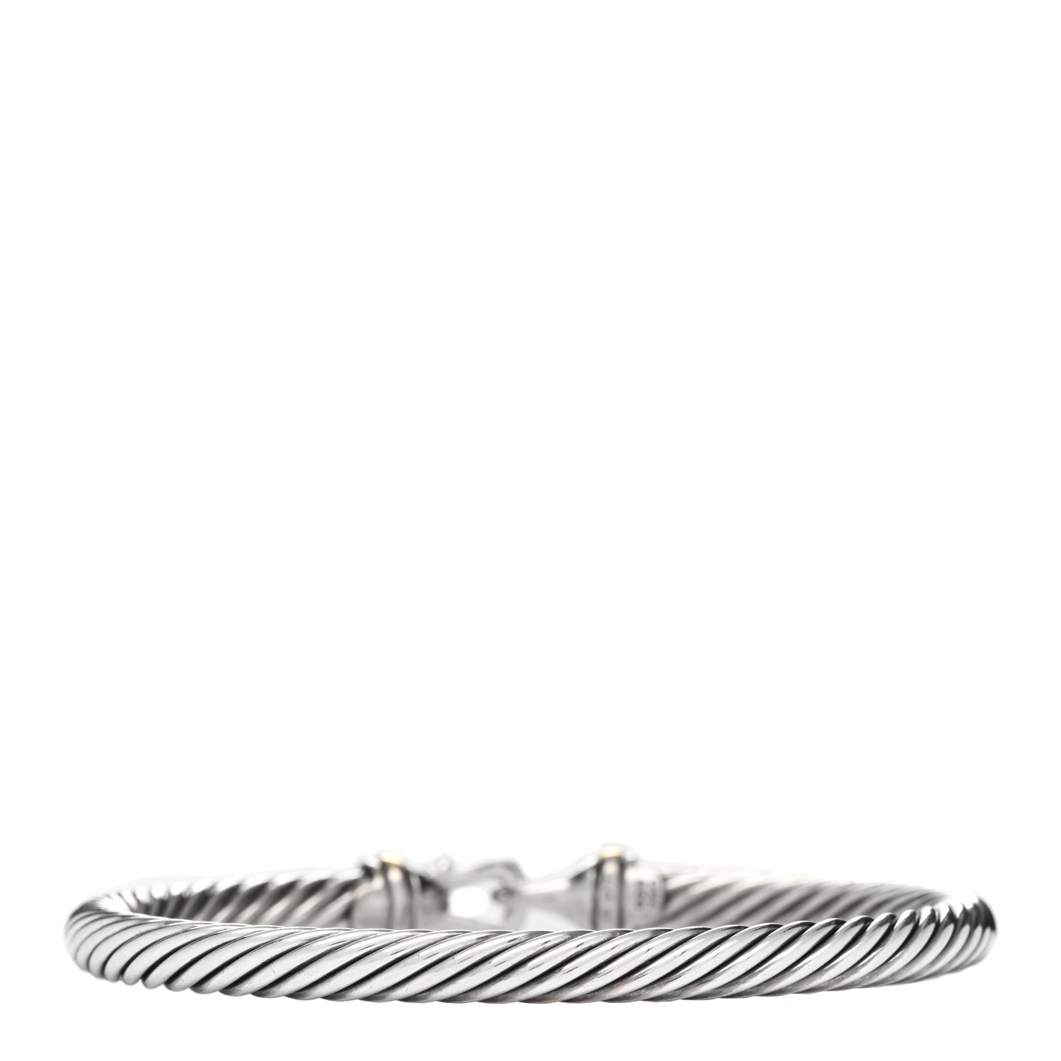 David Yurman Sterling Silver 18K Yellow Gold 5mm Cable Classic Buckle Bracelet 2 of 3