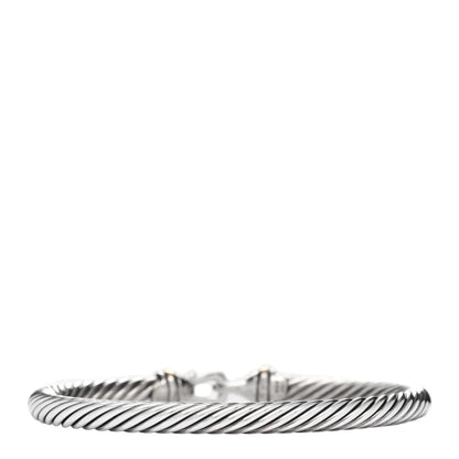 David Yurman Sterling Silver 18K Yellow Gold 5mm Cable Classic Buckle Bracelet 2 of 3